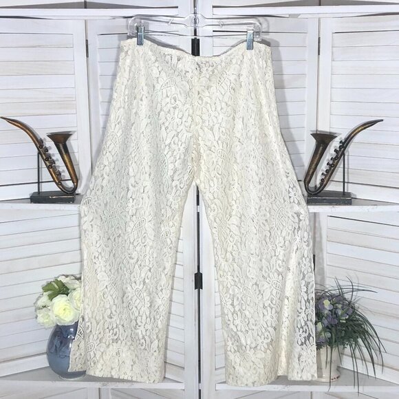 Becca Rebecca Virtue Cream Paisley Lace Swim Cover Up Pants Medium - Picture 2 of 7